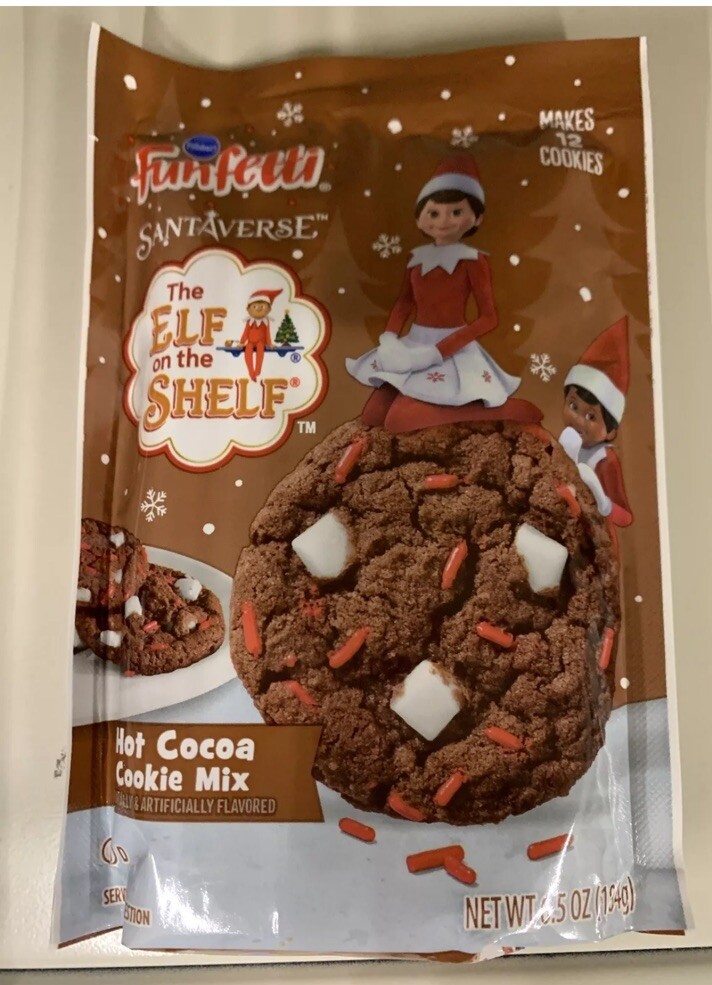 Pilsbury Funfetti Elf On The Shelf Hot Cocoa Cookie Mix-5 Bags Of 6.5 Once Bags