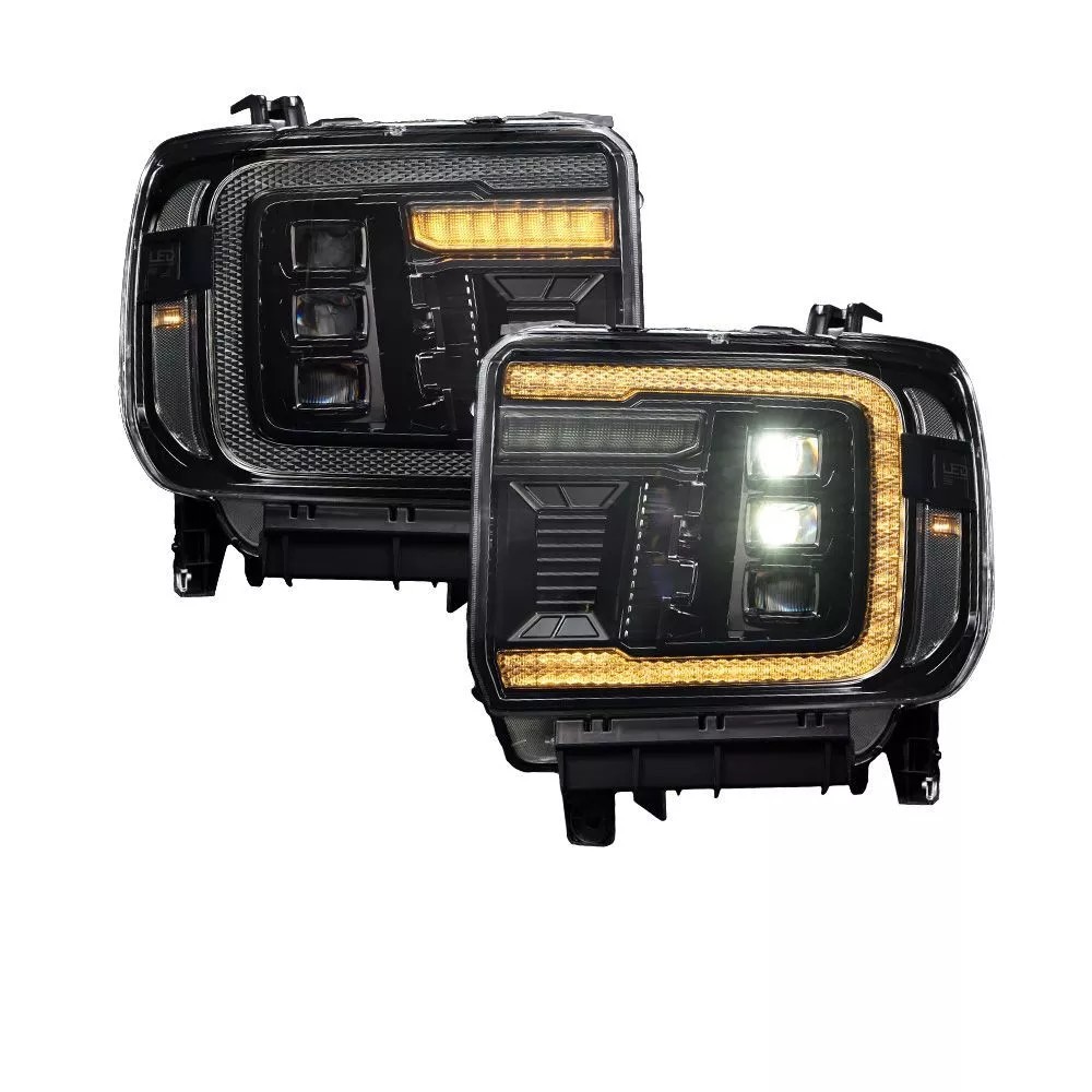 For 2014-18 GMC Sierra PRO-Series LED Projector Headlights Replacemt Pair Black