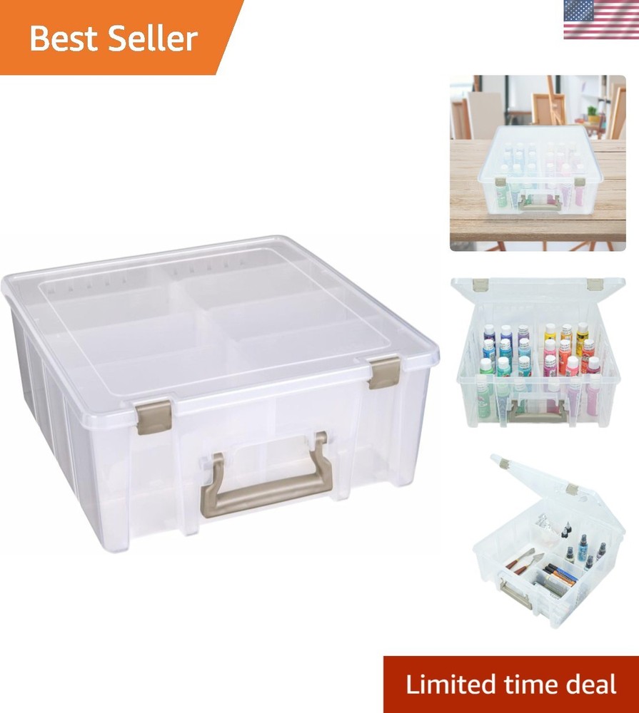 Versatile Craft Organizer with Removable Dividers - Translucent Gold Accents Box