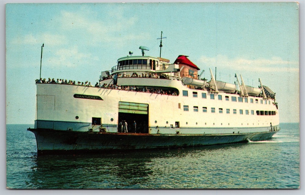 Auto & Passenger Steamer Nantucket Martha's Vineyard MA C1950 Postcard J14