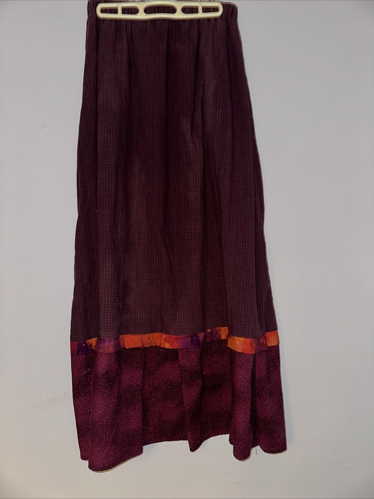 Hippie Boho Long Cotton Patchwork Skirt with Elastic Waistband