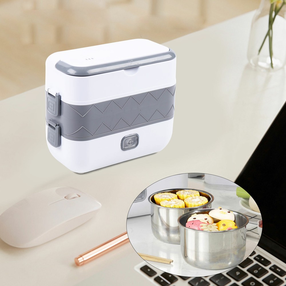 2-Layer Electric Lunch Box Food Warmer Portable Rice Cooker 110V Travel