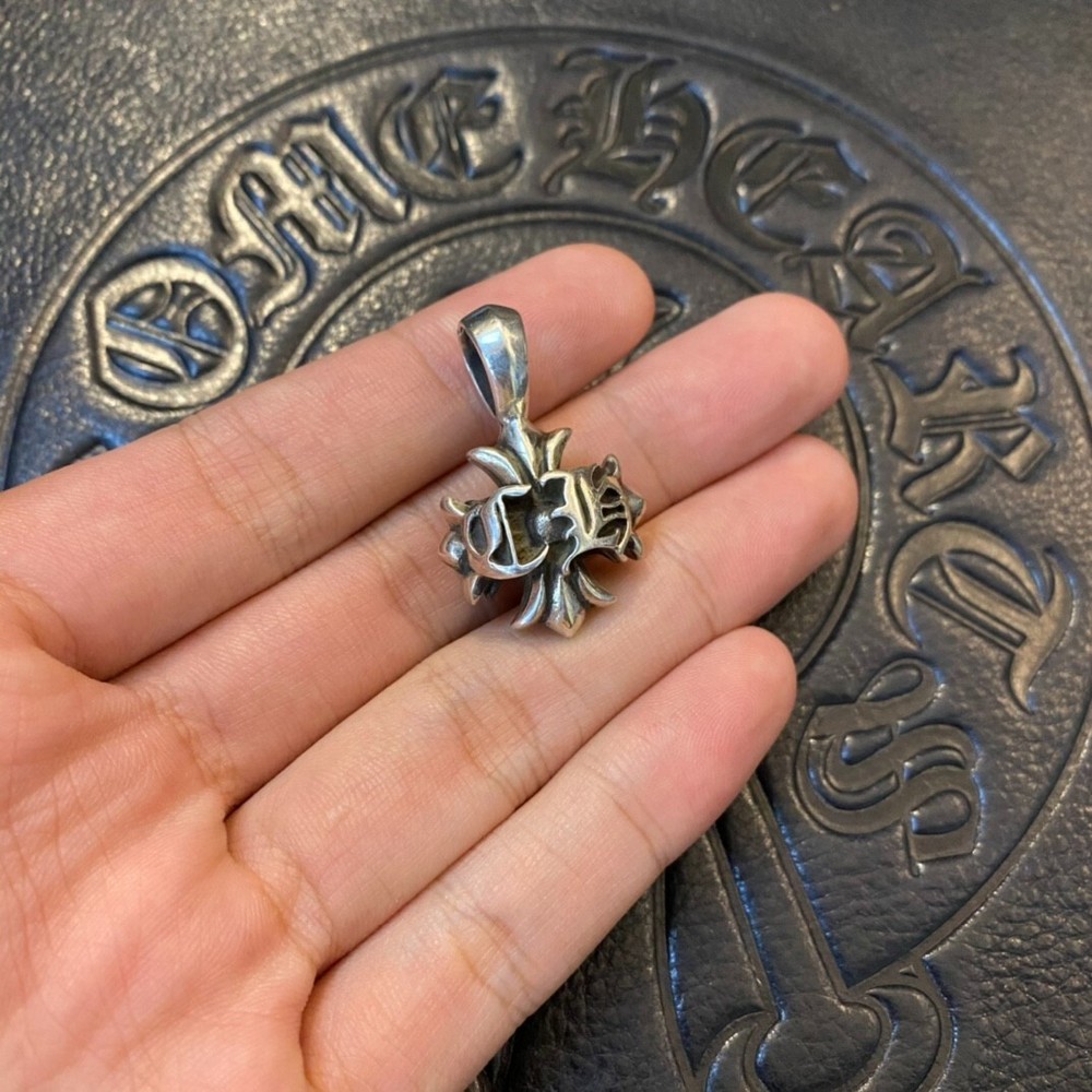 Chrome Hearts Double Heart CH + Charm Silver 925 CH + / Stack Charm Cross Dagger