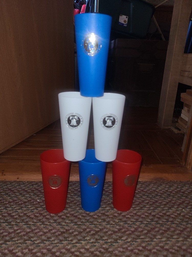 Vintage United States Bicentennial Red White and Blue 12oz Plastic Cups Lot of 6
