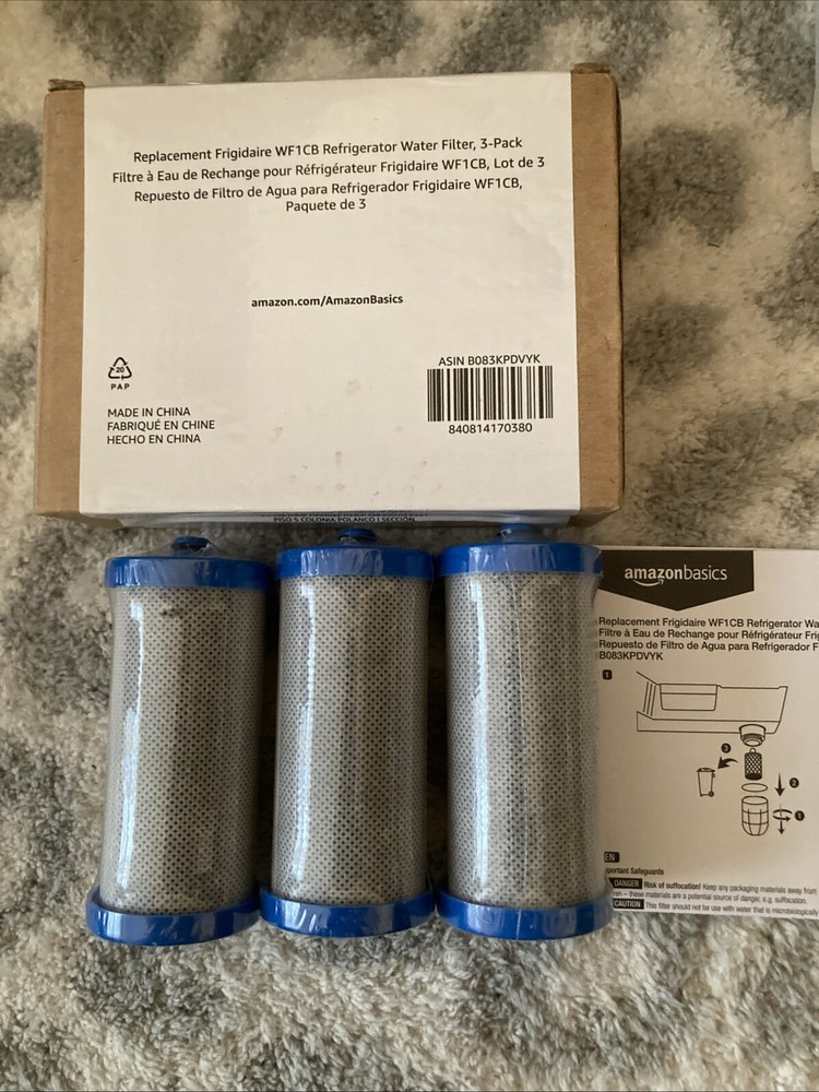 Replacement 3-Pack Frigidaire WF1CB Water Filters for Pure Refrigerator Water