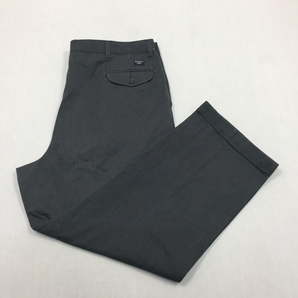 Dockers Chino Trousers Cotton Pants Straight Fit Mens Size 42W 30L Grey