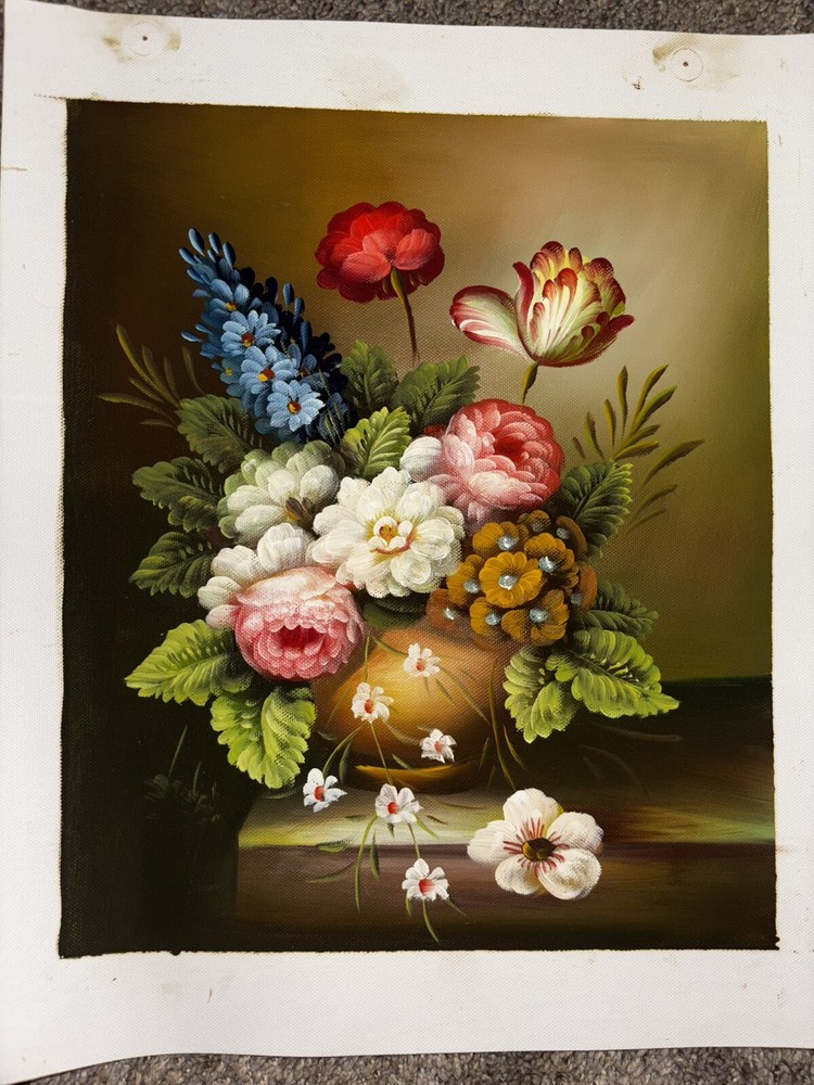 Bouquet Of Flowers Real Oil Painting On Canvas 11”x9”