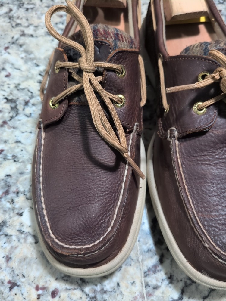 Sperry Topsider  Women's Brown Leather & Fabric Boat Shoes Size-11 M