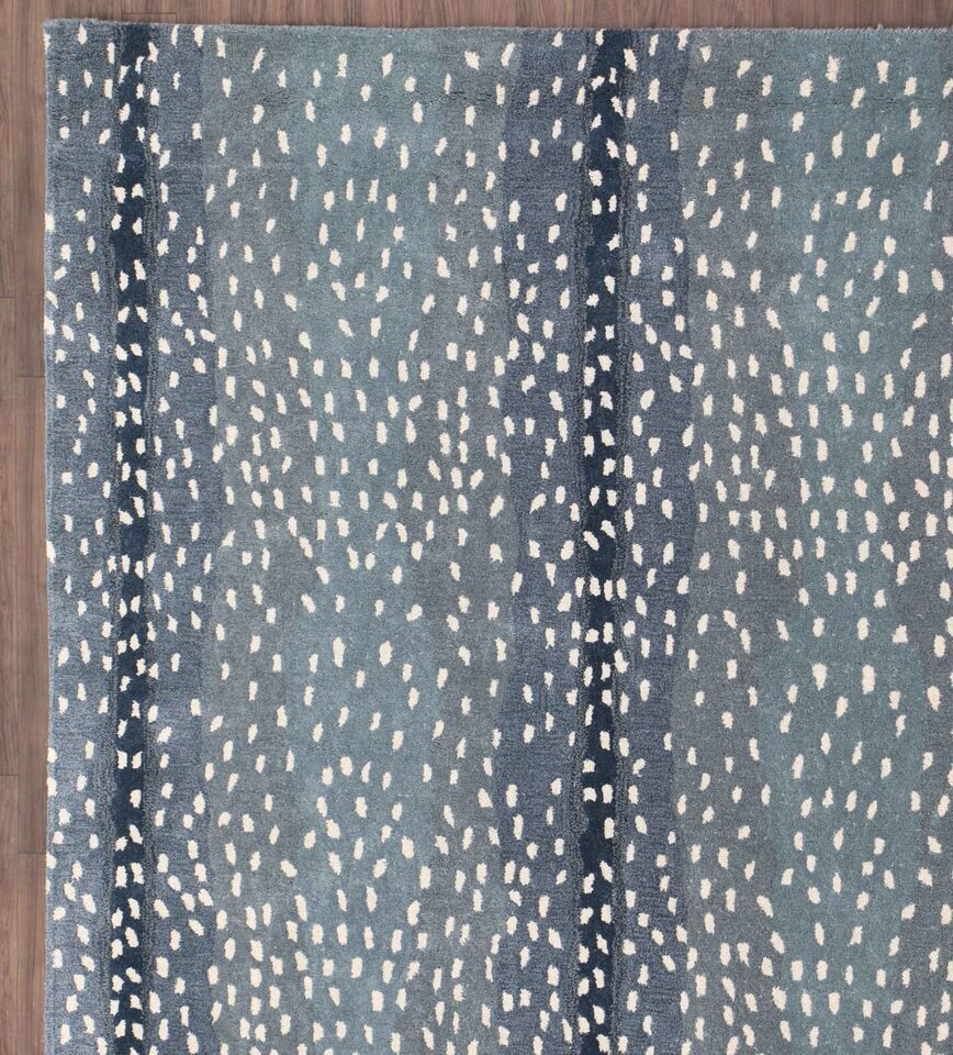 Antelope Cheetah Blue Traditional Style Handmade Tufted 100% Woolen Area Rugs