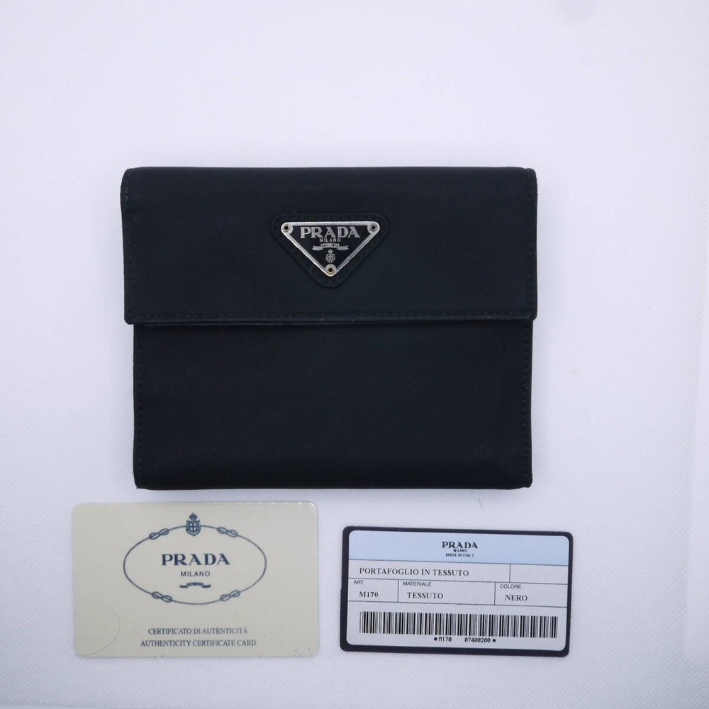 Prada Black Nylon Vintage Tri-fold Wallet with Triangle Logo Plate from Japan