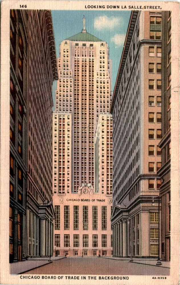 La Salle Street, Chicago Board of Trade, Chicago, March 13 1848, Postcard