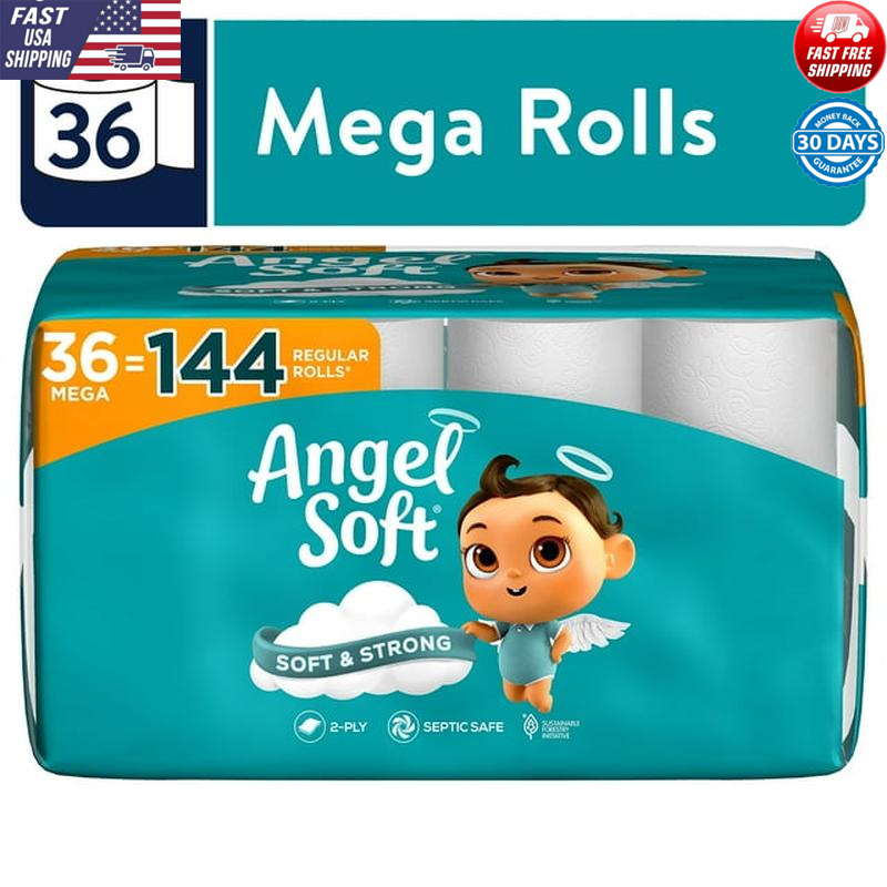 36 Mega Rolls 2 Ply Toilet Paper Soft Flushable Bathroom Tissue Septic Safe New