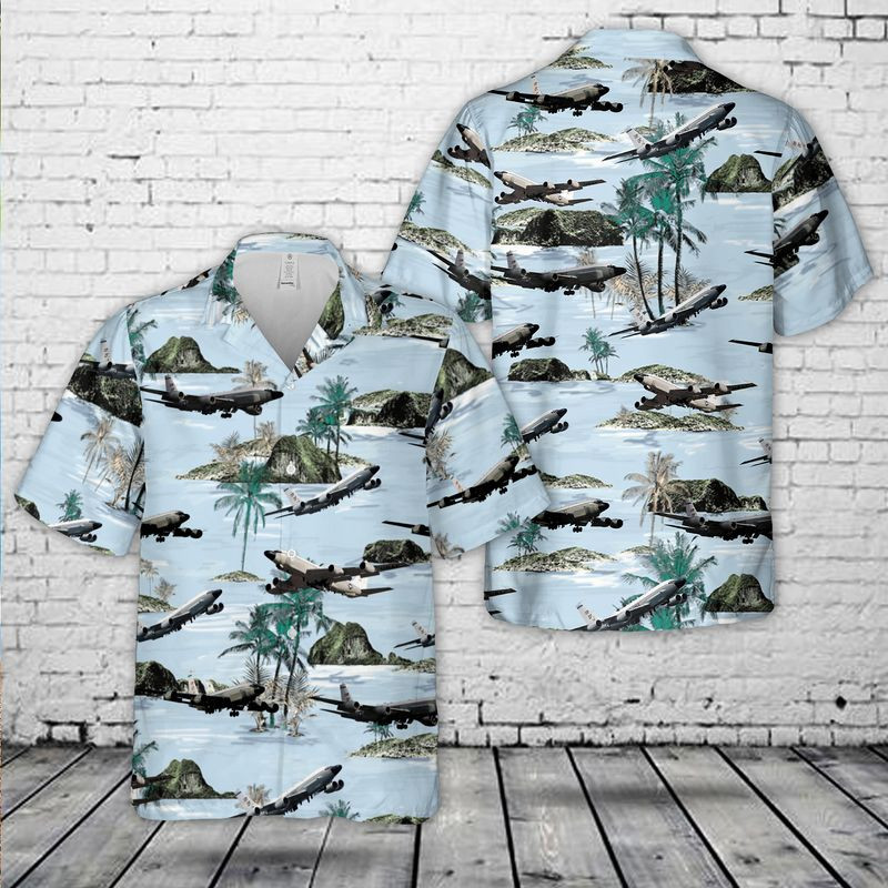 USAF RC 135 Rivet Joint Recon Airplane Hawaiian Shirt