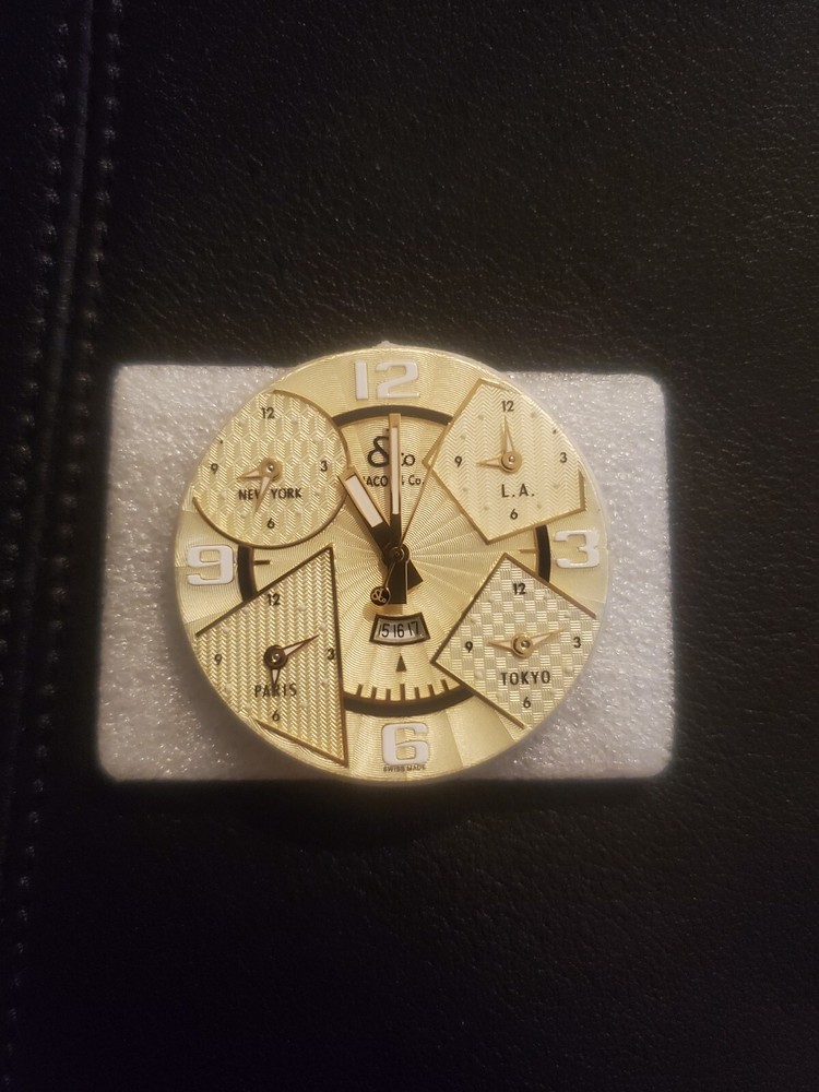 RARE Jacob & Co 47mm 5 Time Zone Watch Dial Marker & Movements Authentic