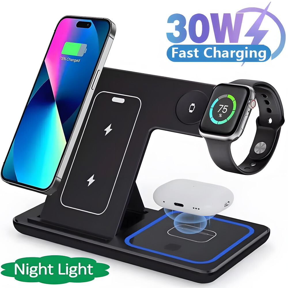 Wireless Charger Charging Station 3 In 1 For Apple Watch Air Pods iPhone 16 15