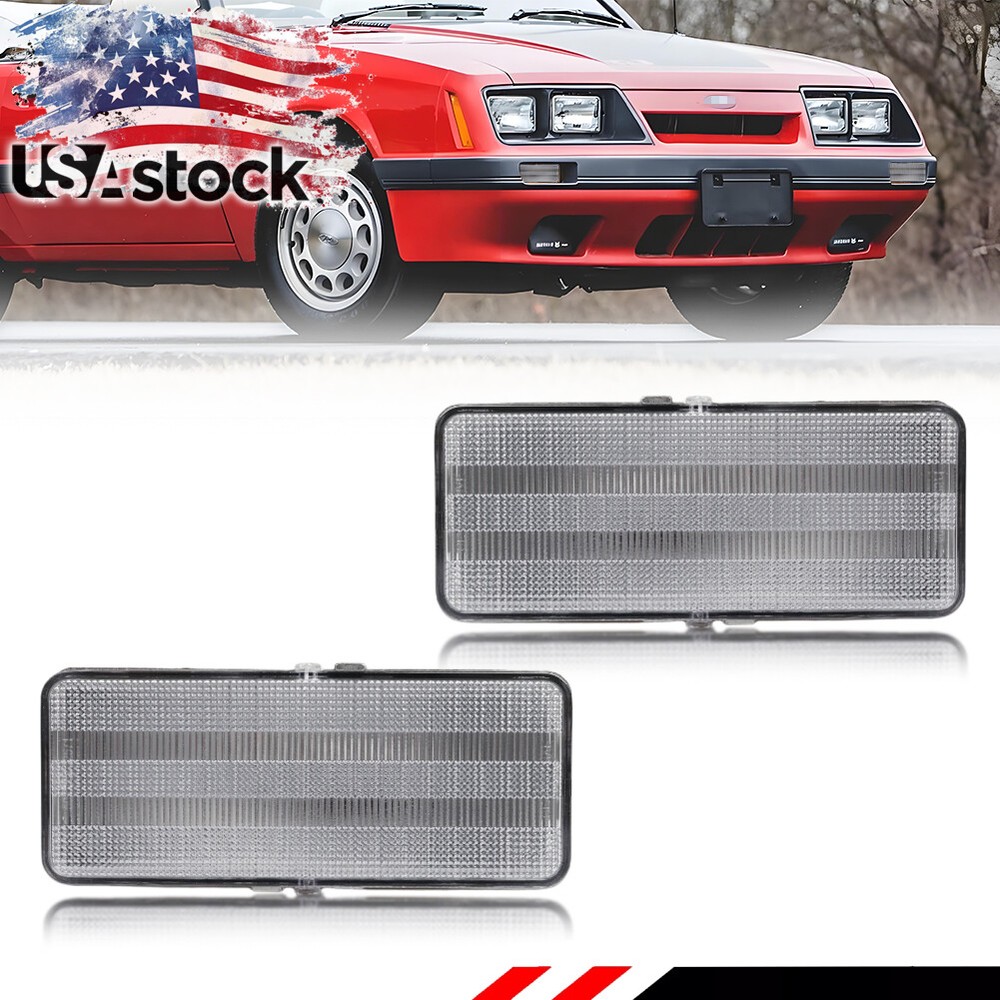 Ford Mustang 1979-1986 Clear Bumper Turn Signal Lights – 2-Pack