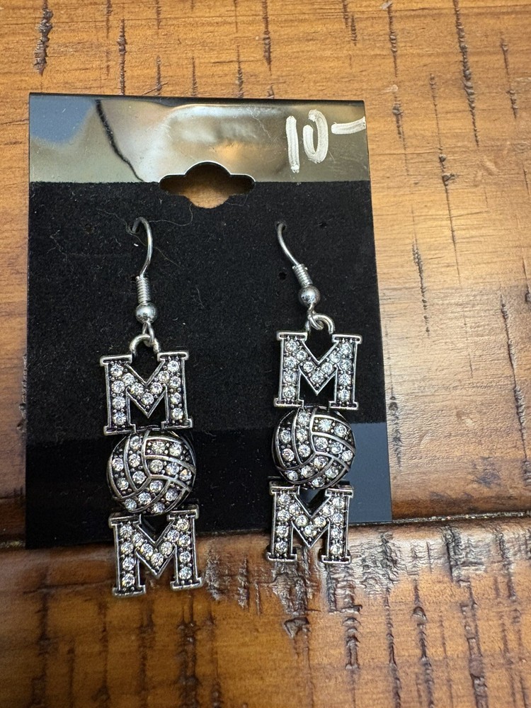 Crystal Volleyball Dangle Earrings for Sports Moms