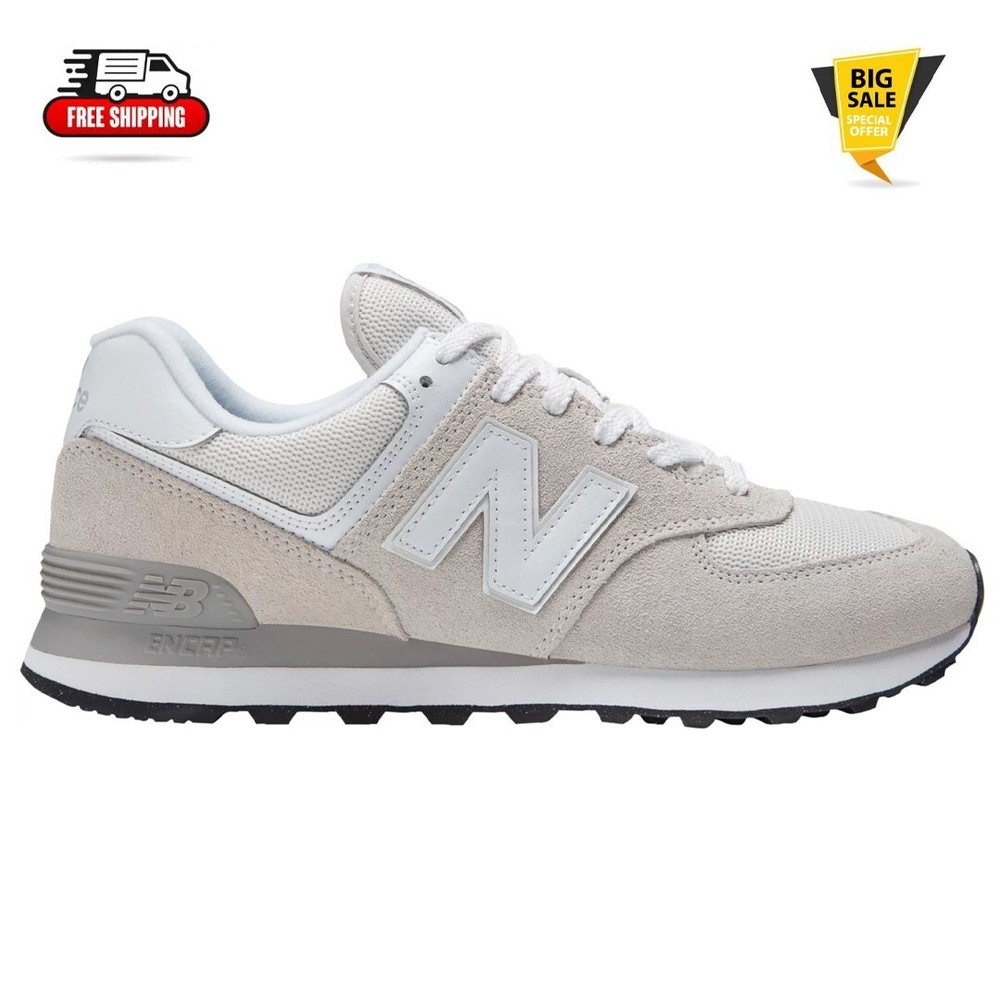 [FASH SALE] New Balance Men's 574 Core Shoes(Width: Medium/D)-White/Grey-image