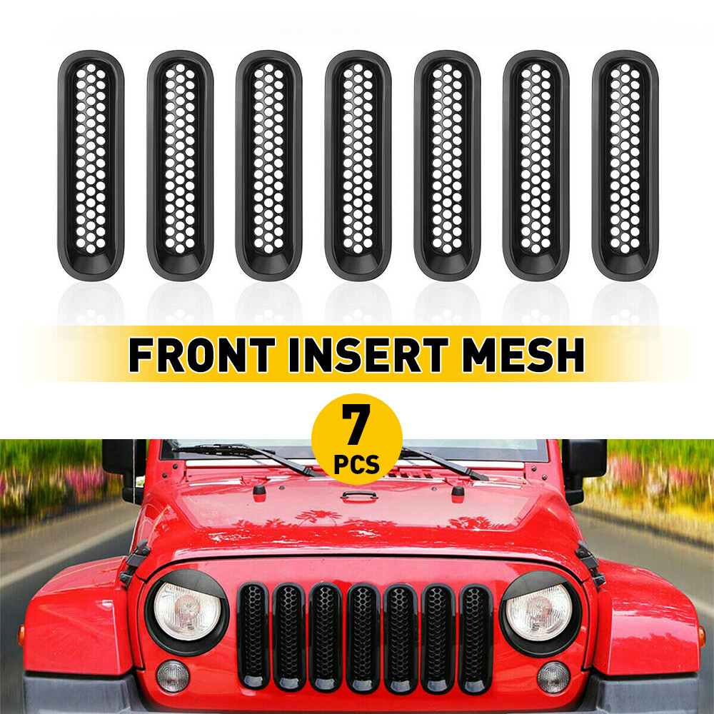 Front Grille Mesh Inserts & Headlight Cover For Accessories Jeep Wrangler JK JKU