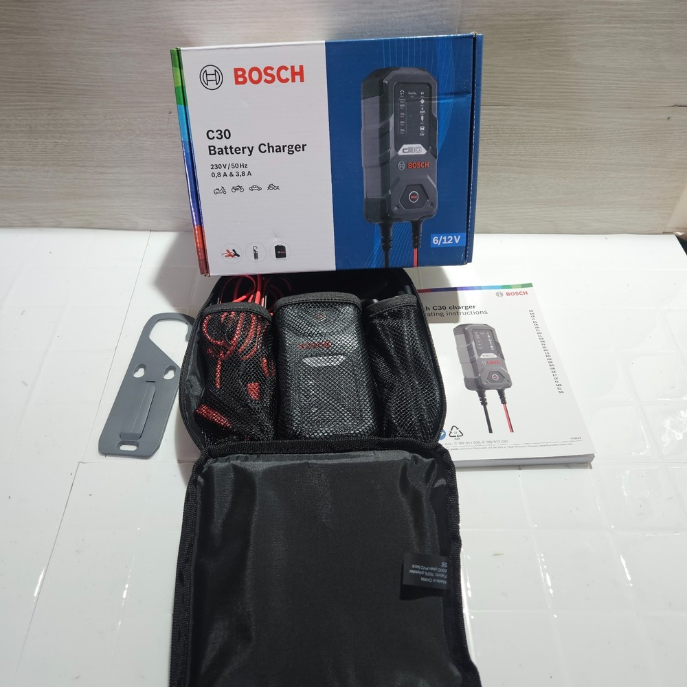 Bosch C30 Battery Charger, 3.8 Amps with Trickle Function - For 6V/12V Lead-acid