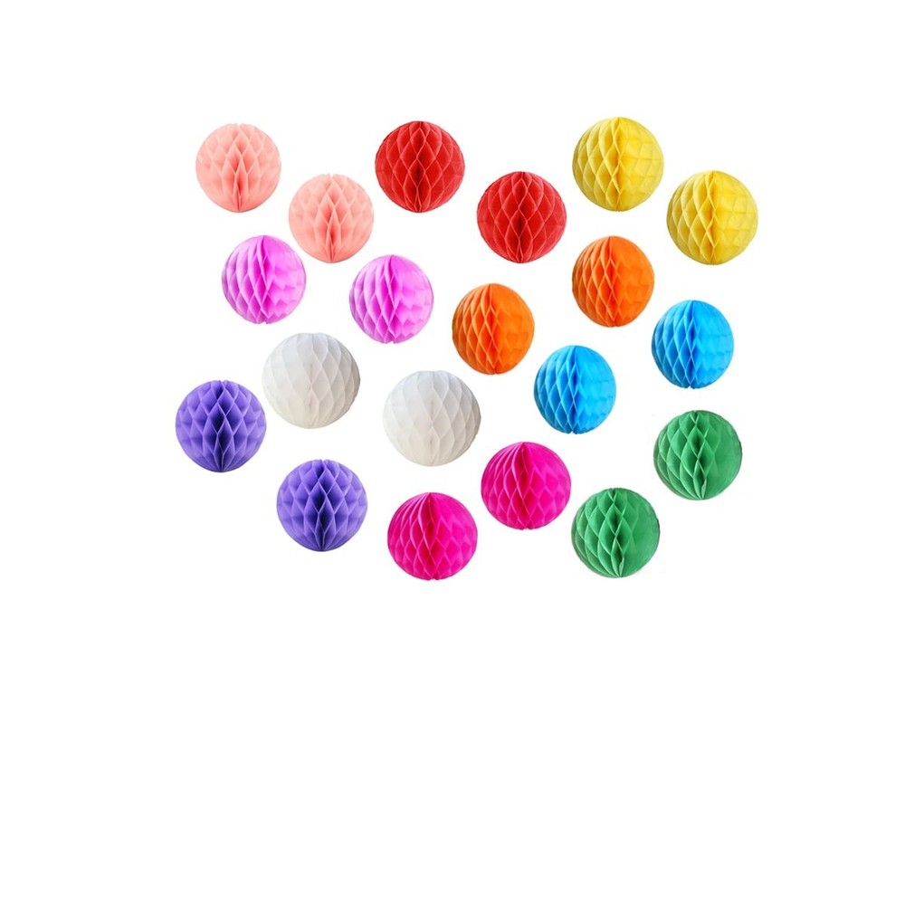 20 PCS 3-inch Vibrant Honeycomb Flower Balls for Baby Showers & Birthday Parties
