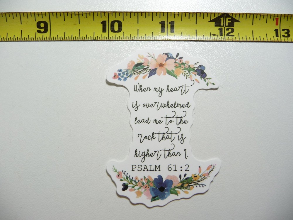 RELIGIOUS BIBLE QUOTE PSALM 61:2 FLOWERS DECAL STICKER CHURCH FAITH CHRISTIAN