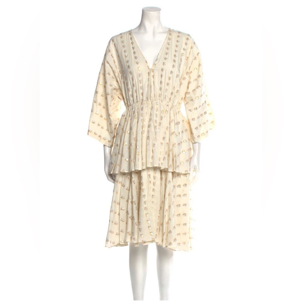 Rhode Bella metallic heart oversized tiered dress in XSmall