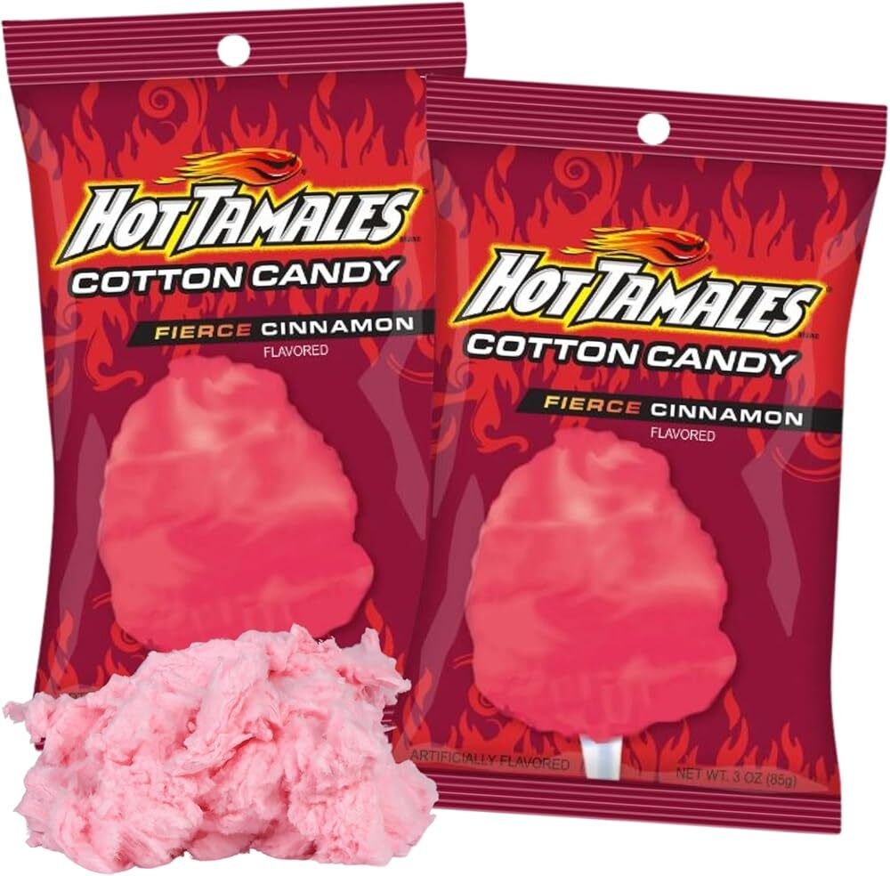 Hot Tamale Cotton Candy, Sweet and Spicy Cinnamon Flavored Sugar Floss, Uniqu...