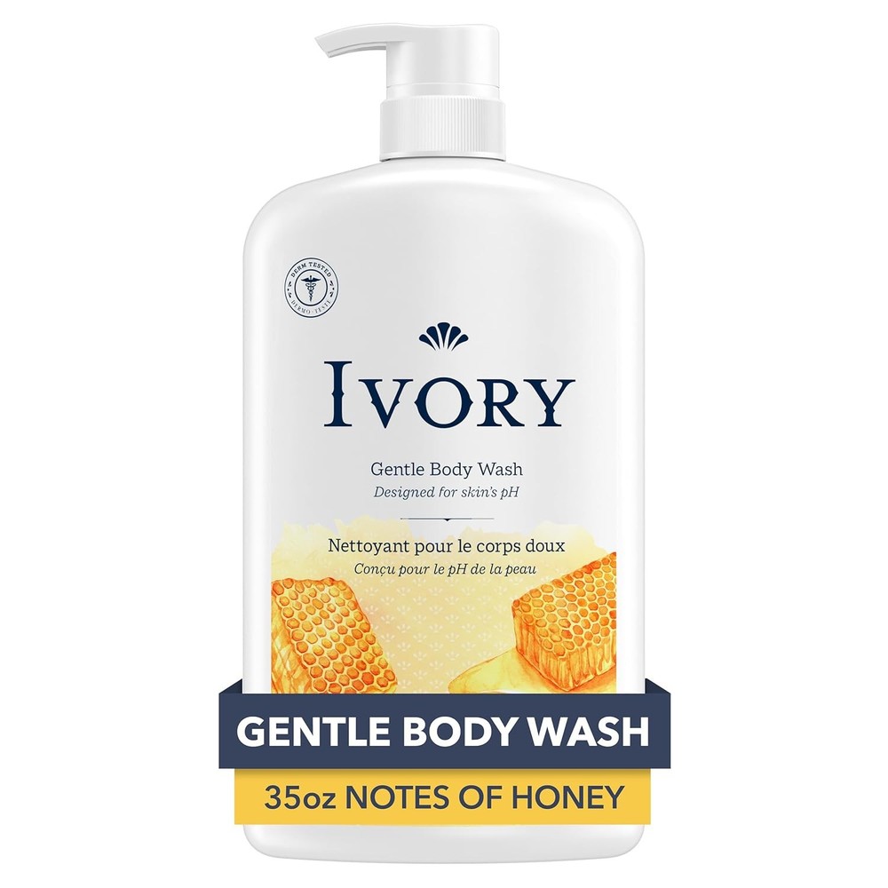 Ivory Body Wash Gentle, Free of dyes, parabens, phthalates, Honey Scent, 35 oz
