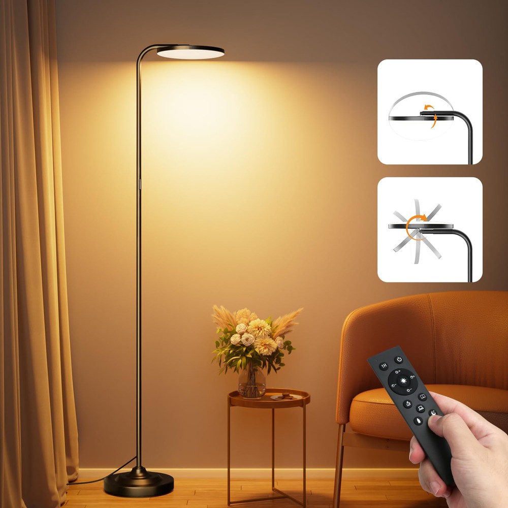 36W Bright LED Floor Lamp Modern Stepless Dimmable Standing Torchiere Light