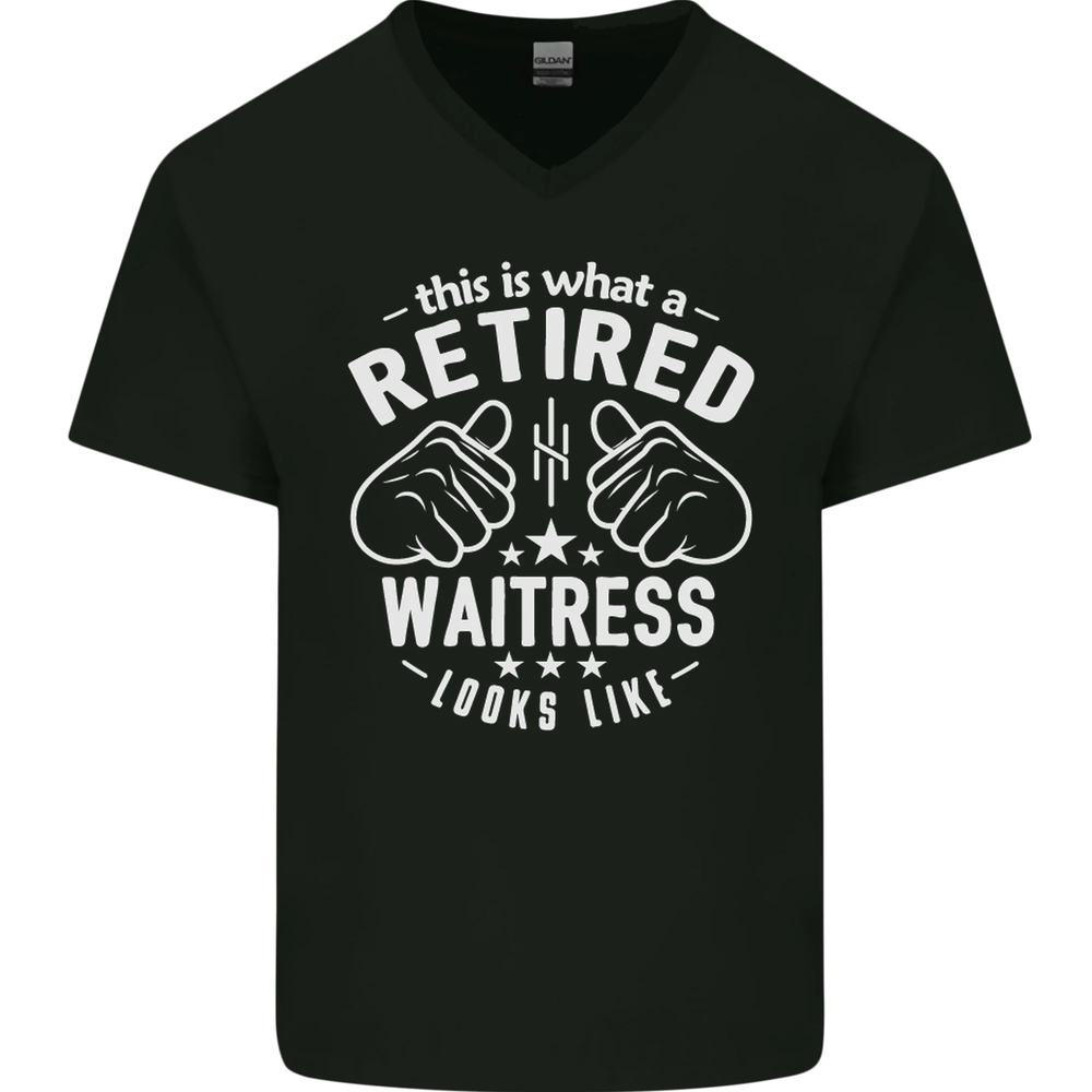 Retired Waitress V-Neck Cotton Tee for Men