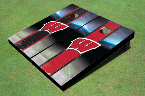 University of Wisconsin Badgers Cornhole Boards with Striped Design