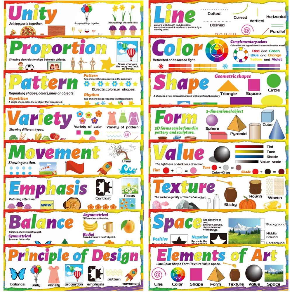 Art Posters Elements of Art Principles of Design Poster Art Bulletin Board Se...