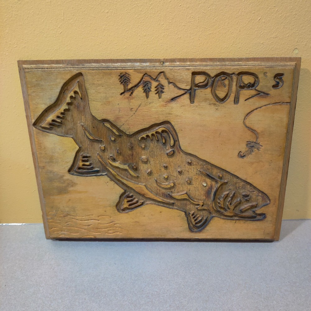 Handmade Wooden Sign Pop's Place Vacation/Cabin Decor 12 Inches x 9 Inches Brown