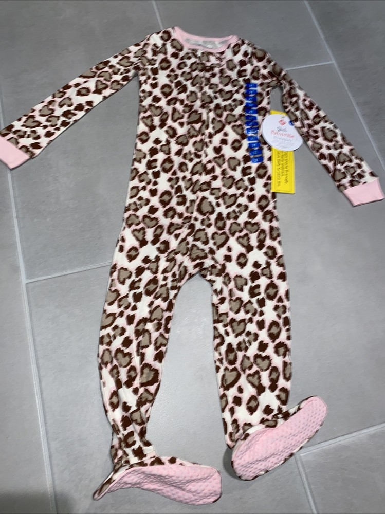 Girls Cheetah Print Cotton Footed Sleeper 2T Full Zip-image