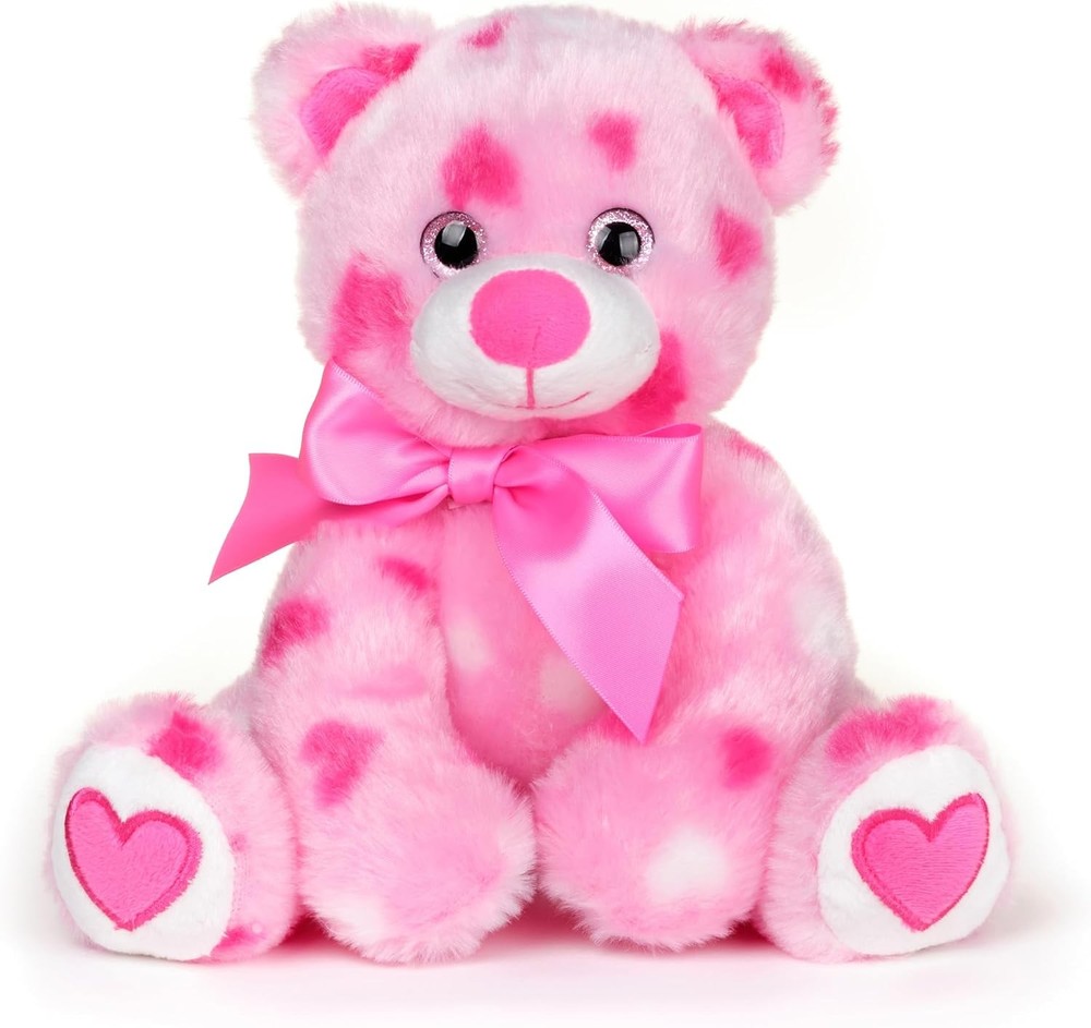 Valentines Day Gift Pink Cuddly Plush Teddy Bear With I Love You Heart 8.5 Inch-image