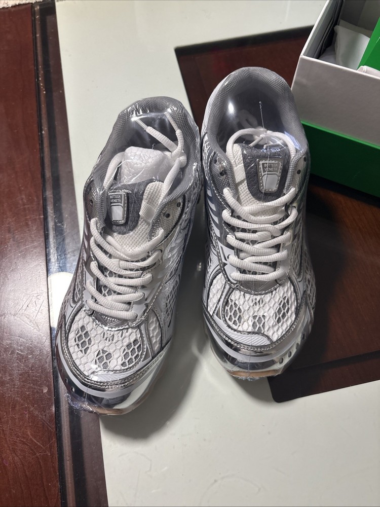 Bottega Veneta Orbit Silver White Sneakers Size 39 Free Shipping