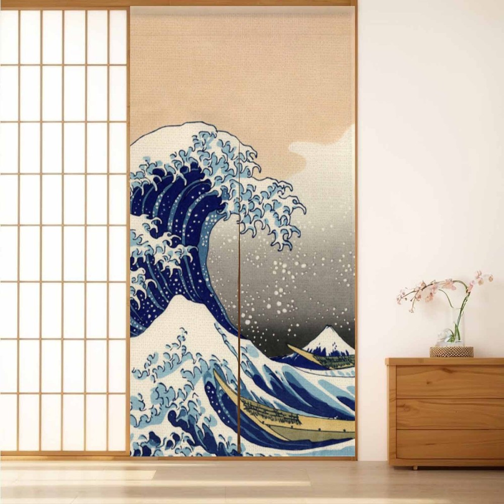 Japanese Noren Doorway Curtain The Great Wave Off Window Door Home Restaurant