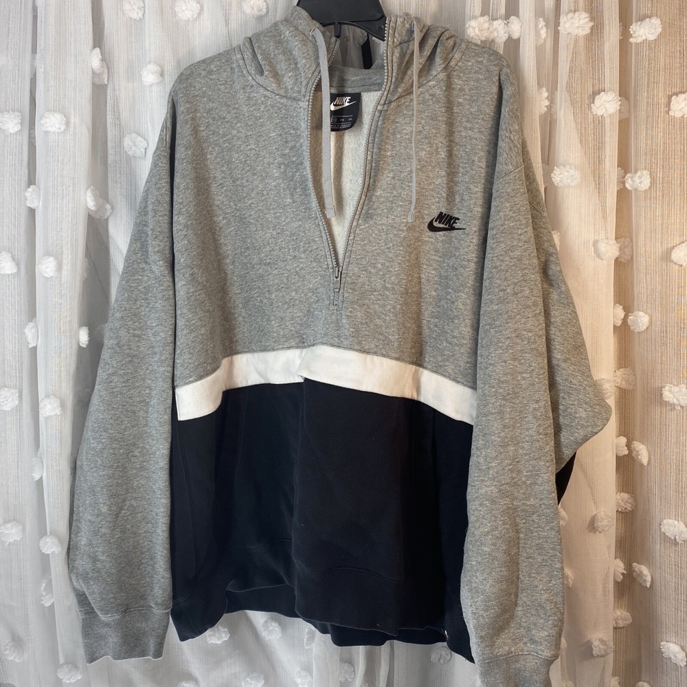 Mens Nike Sportswear Club Fleece 1/2 Zip Hoodie 3X Black Gray White BV2699