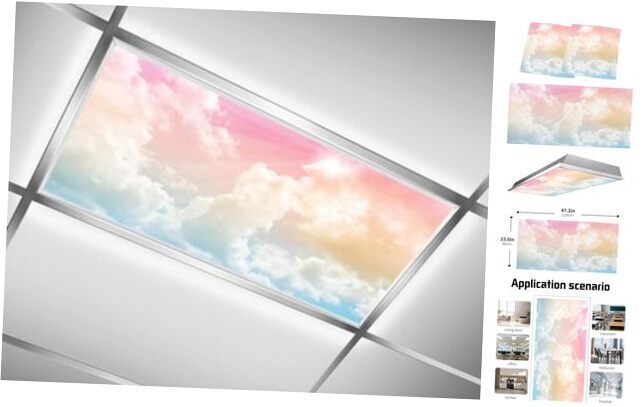 2PCS Fluorescent Light Covers for Classroom Ceiling Lights Evening Glow Cloud2