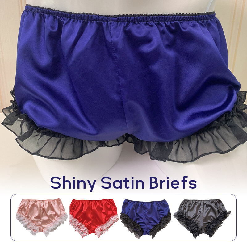 Sissy Women Shiny Satin Briefs Ruffled Tiered Skirt Panties Underwear Shorts