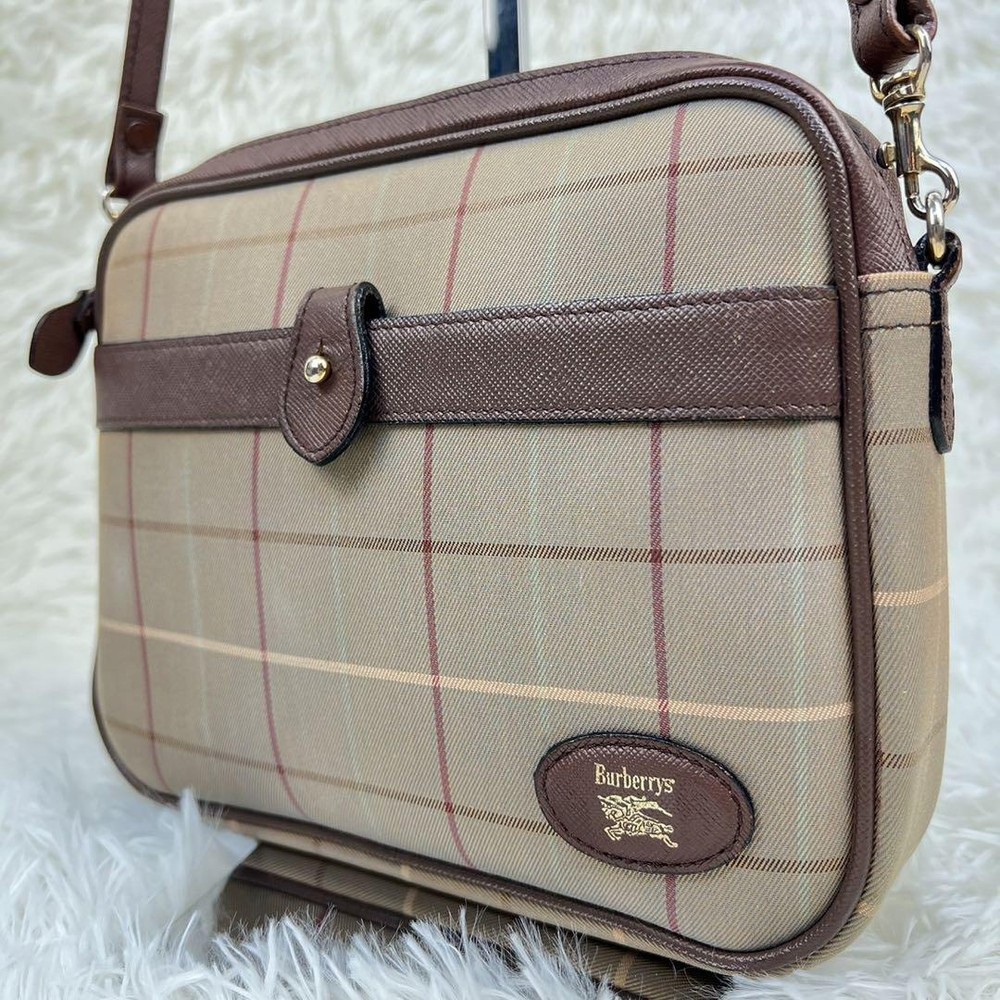 Burberry Shoulder Bag Nova Check Canvas Brown Authentic F1105170