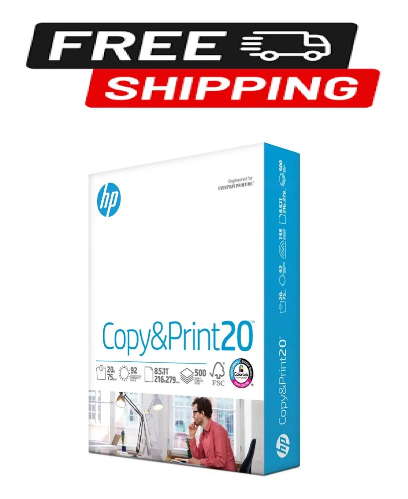 HP Printer Paper 8.5 x 11 Paper Copy &Print 20 lb 1 Ream Case - 500 Sheets