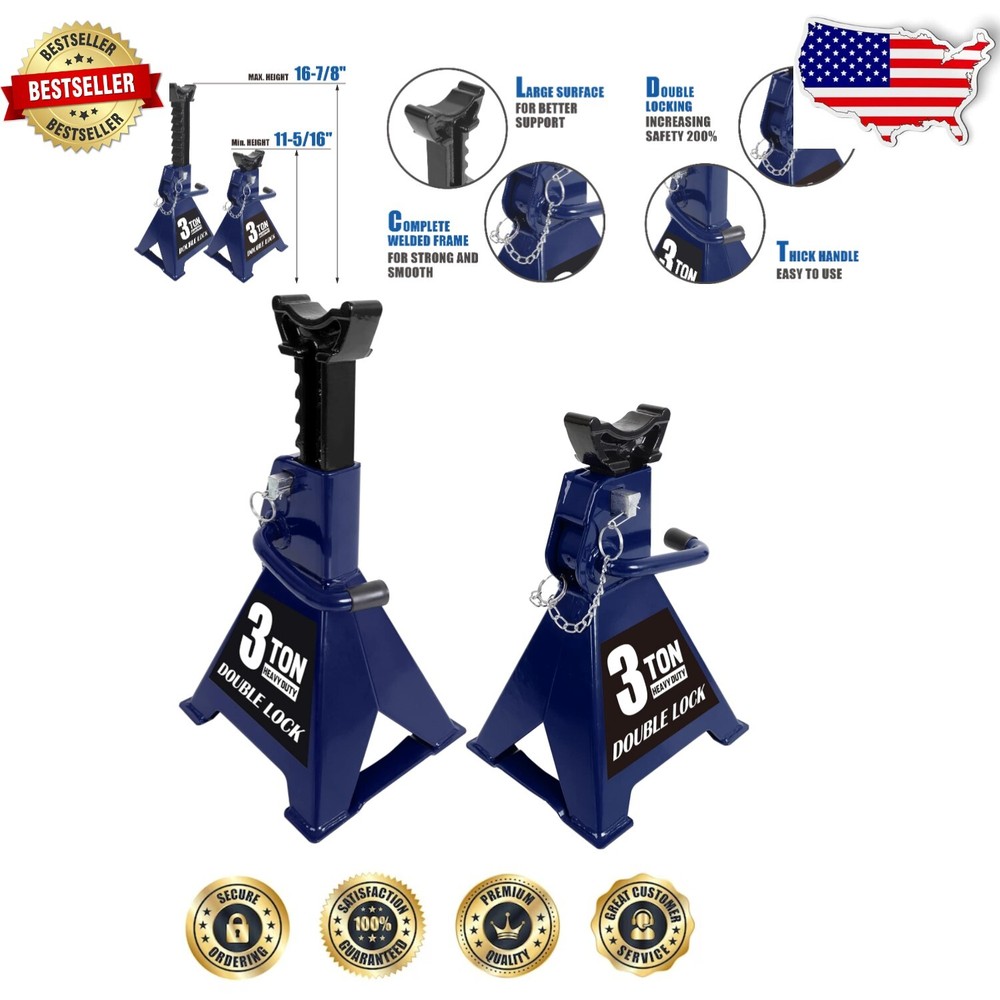 Premium Heavy Duty Jack Stands - 6,000 lb Capacity with Quick Height Adjustment