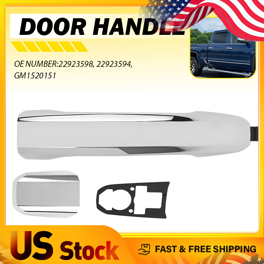Exterior Chrome Door Handle Rear Side for Left/Right Silverado GMC Chevy Sierra