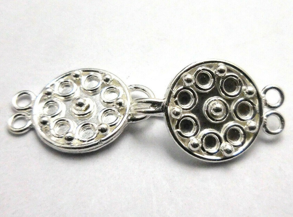 2 SET 52X19MM BALI TOGGLE CLASP 2 STRAND STERLING SILVER PLATED 382 SHW-724