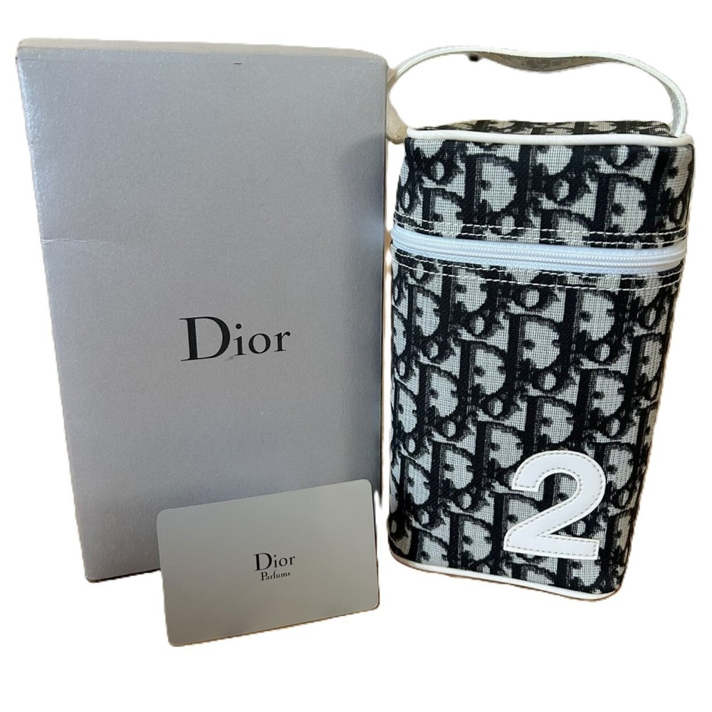 Christian Dior Trotter Vanity Pouch Coated Canvas Leather with Box
