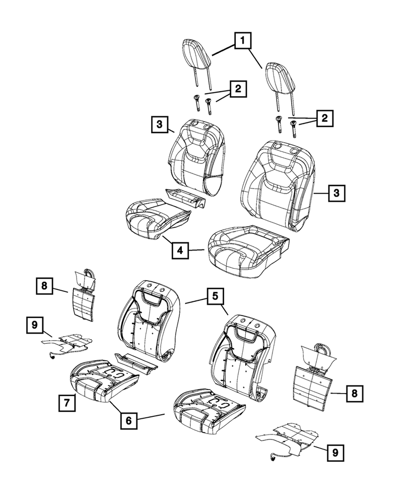 Genuine Mopar Front Seat Cushion Cover Right 6CC02DX9AB