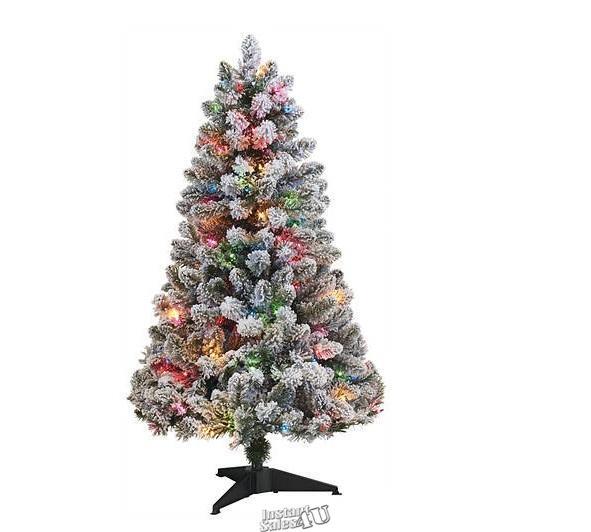 4' Flocked Multicolor Lighted Green Christmas Tree for Seasonal Decor-image