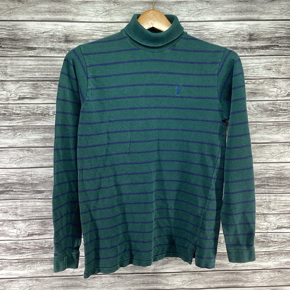Vintage Polo Ralph Lauren Shirt Mens Large Green Turtleneck Long Sleeve 90s